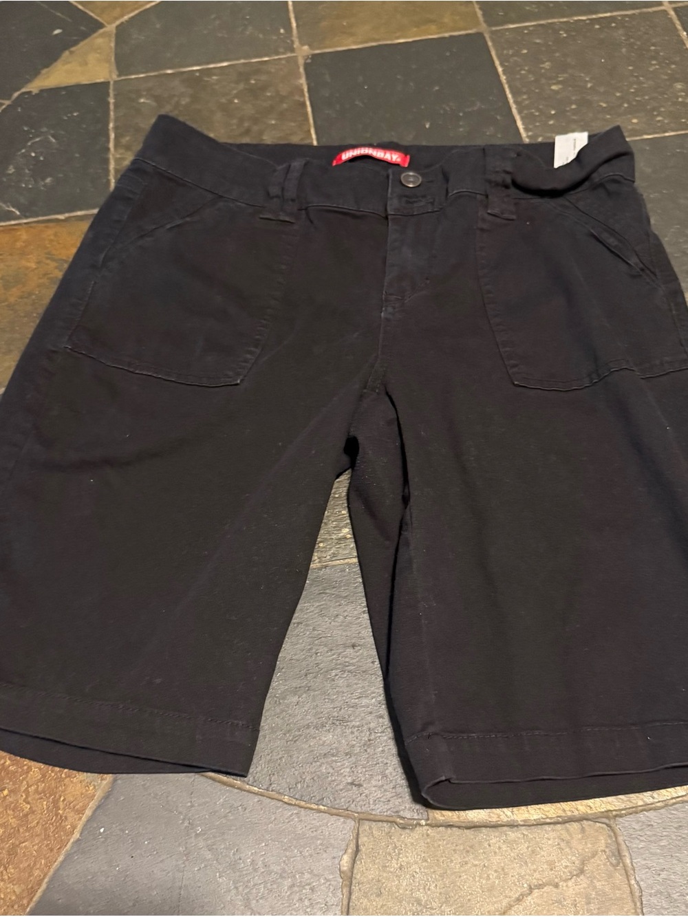 UNIONBAY Black Bermuda Shorts with Front Patch Pockets